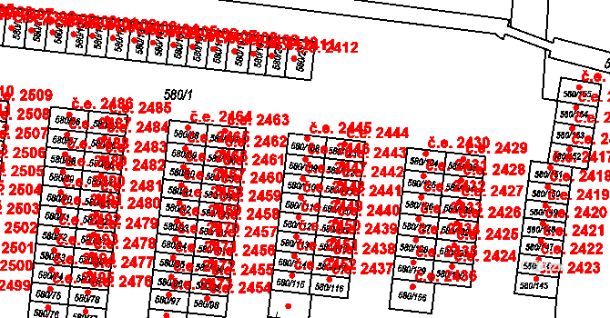 Bludovice 2446, Havířov na parcele st. 580/109 v KÚ Bludovice, Katastrální mapa
