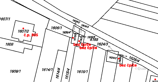 Brno 48771601 na parcele st. 1618/2 v KÚ Chrlice, Katastrální mapa