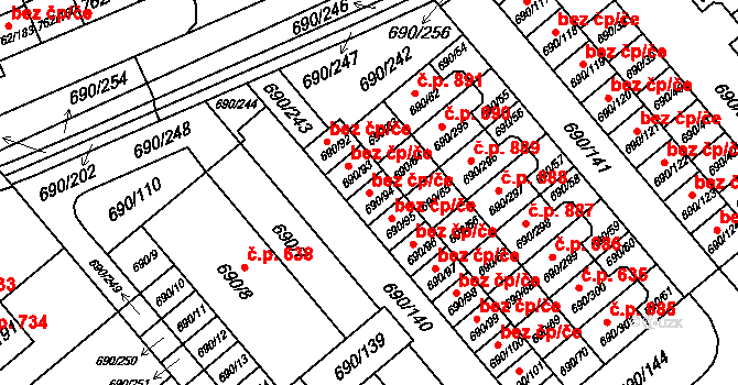 Liberec 50193601 na parcele st. 690/94 v KÚ Staré Pavlovice, Katastrální mapa