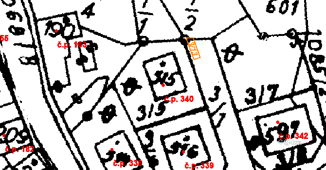 Hrochův Týnec 340 na parcele st. 515 v KÚ Hrochův Týnec, Katastrální mapa