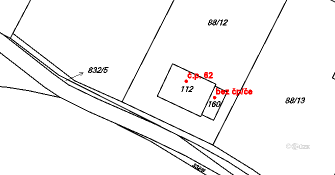 Popice 62, Jihlava na parcele st. 112 v KÚ Popice u Jihlavy, Katastrální mapa