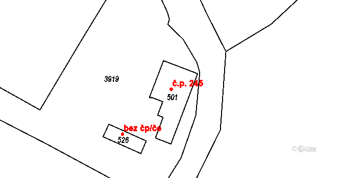 Chvalkovice na Hané 245, Ivanovice na Hané na parcele st. 501 v KÚ Chvalkovice na Hané, Katastrální mapa