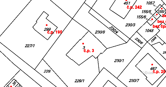 Orlice 3, Letohrad na parcele st. 3 v KÚ Orlice, Katastrální mapa