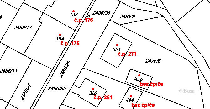 Mrákotín 271 na parcele st. 321 v KÚ Mrákotín u Telče, Katastrální mapa