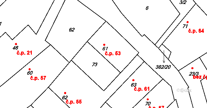 Krymlov 53, Oleška na parcele st. 61 v KÚ Krymlov, Katastrální mapa