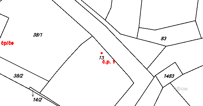 Řevnov 1, Chotoviny na parcele st. 13 v KÚ Řevnov, Katastrální mapa