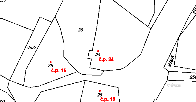 Hoštičky 24, Mochtín na parcele st. 24 v KÚ Hoštice u Mochtína, Katastrální mapa