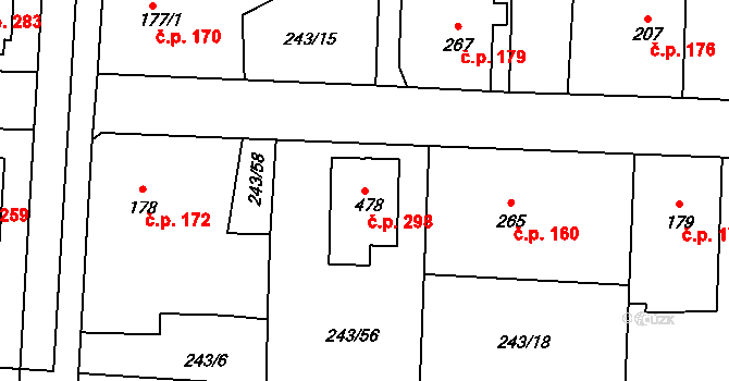 Čeperka 298 na parcele st. 478 v KÚ Čeperka, Katastrální mapa