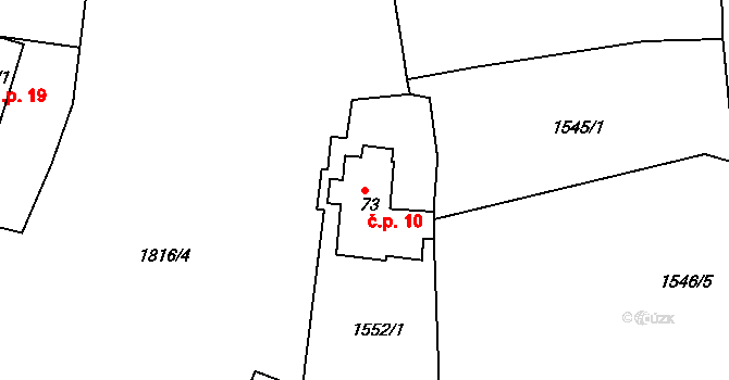 Ratiborova Lhota 10, Mičovice na parcele st. 73 v KÚ Ratiborova Lhota, Katastrální mapa