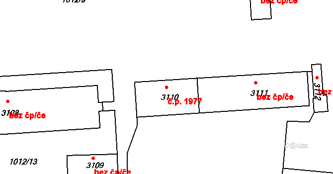Dobříš 1977 na parcele st. 3110 v KÚ Dobříš, Katastrální mapa
