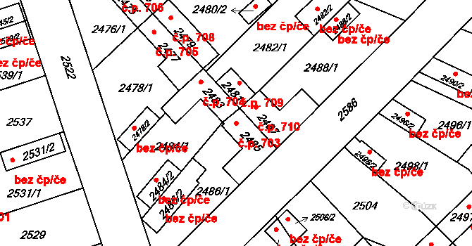 Zábřeh 703 na parcele st. 2485 v KÚ Zábřeh na Moravě, Katastrální mapa