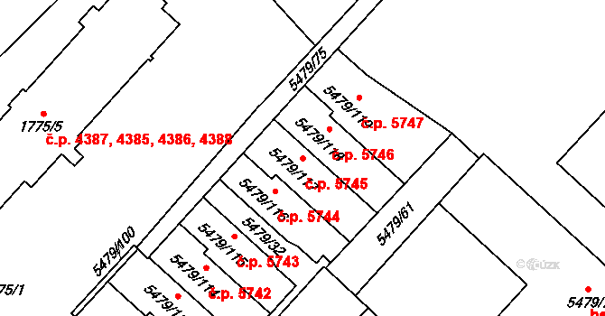 Jihlava 5745 na parcele st. 5479/117 v KÚ Jihlava, Katastrální mapa