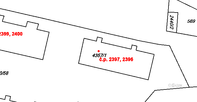 Rakovník II 2396,2397, Rakovník na parcele st. 4357/1 v KÚ Rakovník, Katastrální mapa
