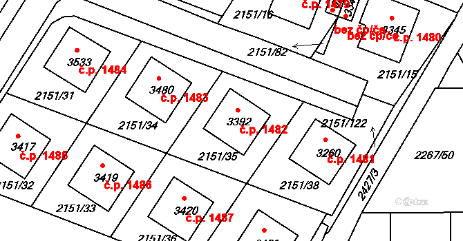 Humpolec 1482 na parcele st. 3392 v KÚ Humpolec, Katastrální mapa
