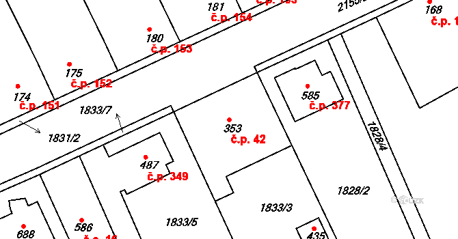 Katovice 42 na parcele st. 353 v KÚ Katovice, Katastrální mapa