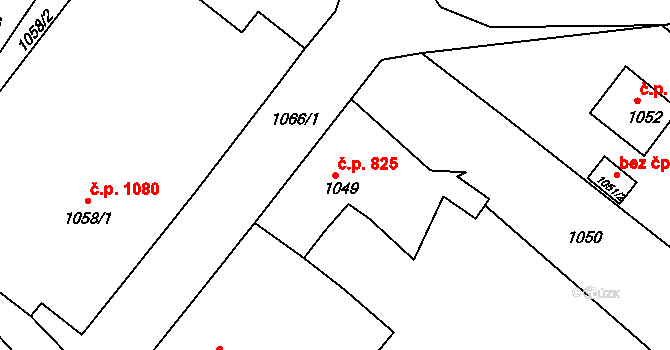 Vejprty 825 na parcele st. 1049 v KÚ Vejprty, Katastrální mapa