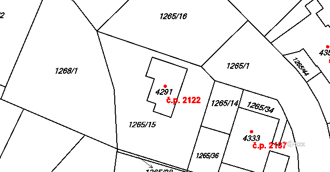 Náchod 2122 na parcele st. 4291 v KÚ Náchod, Katastrální mapa