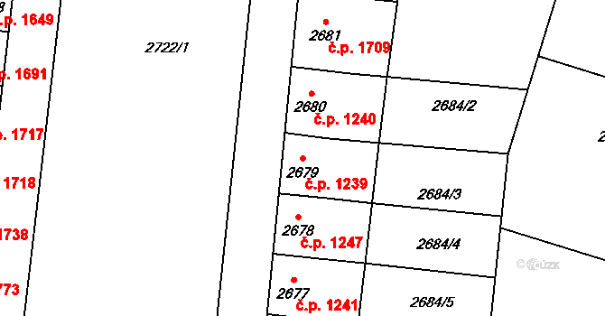 Louny 1239 na parcele st. 2679 v KÚ Louny, Katastrální mapa