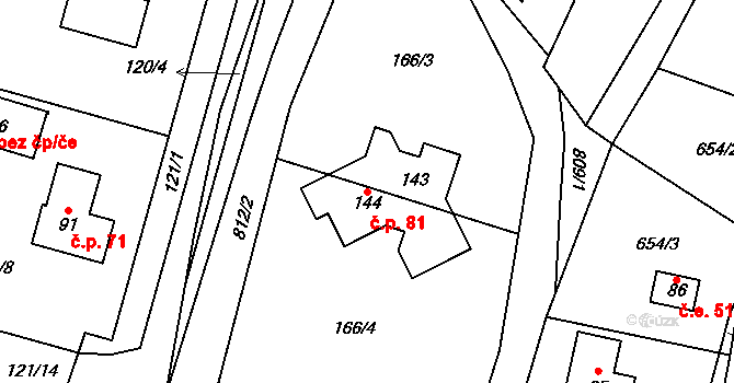 Popice 81, Jihlava na parcele st. 143 v KÚ Popice u Jihlavy, Katastrální mapa