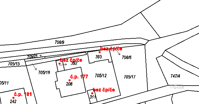 Velké Žernoseky 93506601 na parcele st. 393 v KÚ Velké Žernoseky, Katastrální mapa