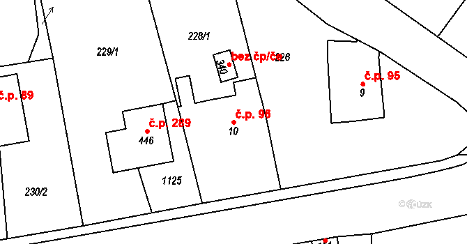 Horní Kostelec 96, Červený Kostelec na parcele st. 10 v KÚ Horní Kostelec, Katastrální mapa
