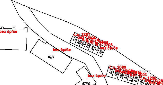 Černčice 2014 na parcele st. 623 v KÚ Černčice u Loun, Katastrální mapa