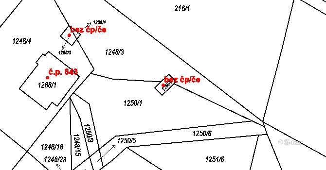 Ústí nad Orlicí 97649601 na parcele st. 1268/2 v KÚ Hylváty, Katastrální mapa