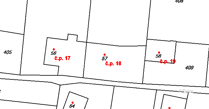 Řečice 18, Zábřezí-Řečice na parcele st. 57 v KÚ Zábřezí, Katastrální mapa