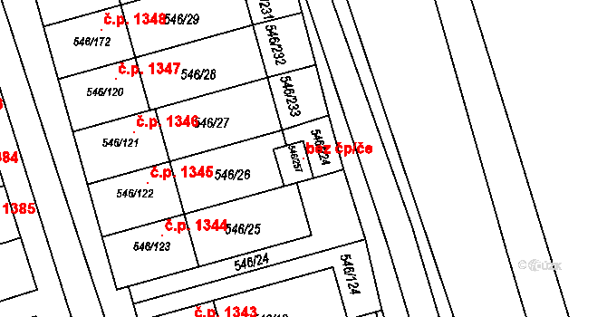 Bzenec 98520601 na parcele st. 546/257 v KÚ Bzenec, Katastrální mapa