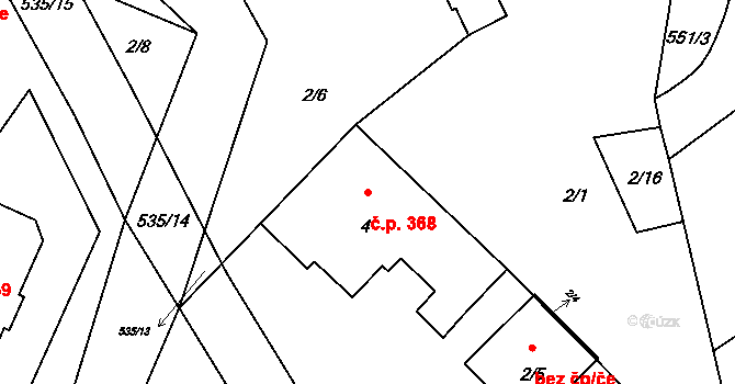 Drnholec 368 na parcele st. 4 v KÚ Drnholec, Katastrální mapa
