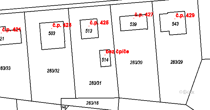 Leština 101685602 na parcele st. 514 v KÚ Leština u Zábřeha, Katastrální mapa