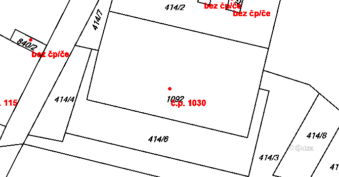 Bystřice pod Hostýnem 1030 na parcele st. 1092 v KÚ Bystřice pod Hostýnem, Katastrální mapa
