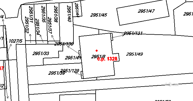 Holešov 1328 na parcele st. 2951/8 v KÚ Holešov, Katastrální mapa