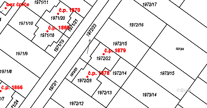 Holešov 1879 na parcele st. 1972/22 v KÚ Holešov, Katastrální mapa