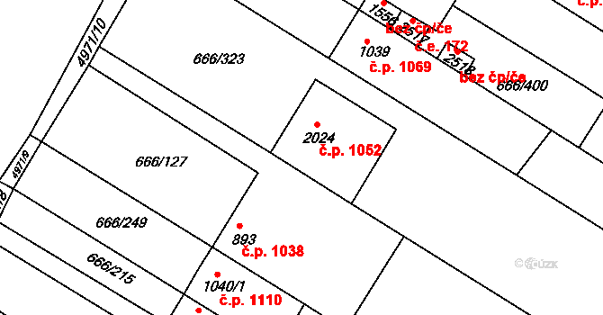 Veselí nad Moravou 1052 na parcele st. 2024 v KÚ Veselí-Předměstí, Katastrální mapa