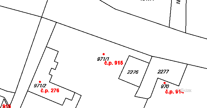Třebechovice pod Orebem 915 na parcele st. 971/1 v KÚ Třebechovice pod Orebem, Katastrální mapa