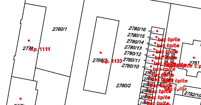 Předměstí 1133, Moravská Třebová na parcele st. 2780/3 v KÚ Moravská Třebová, Katastrální mapa
