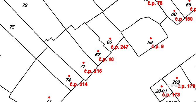 Majetín 10 na parcele st. 67 v KÚ Majetín, Katastrální mapa