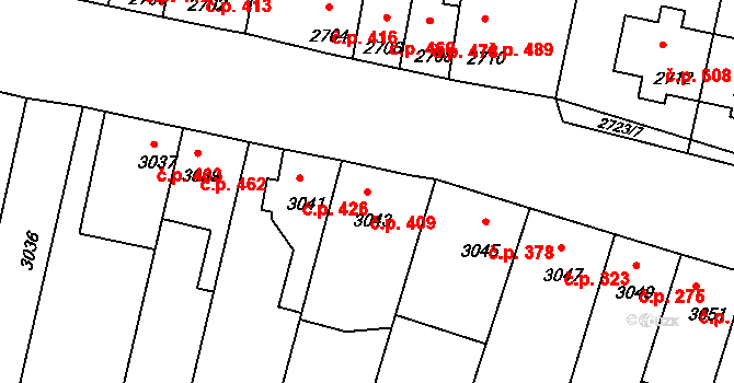 Mimoň I 409, Mimoň na parcele st. 3043 v KÚ Mimoň, Katastrální mapa