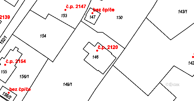 Rožnov pod Radhoštěm 2120 na parcele st. 146 v KÚ Hážovice, Katastrální mapa