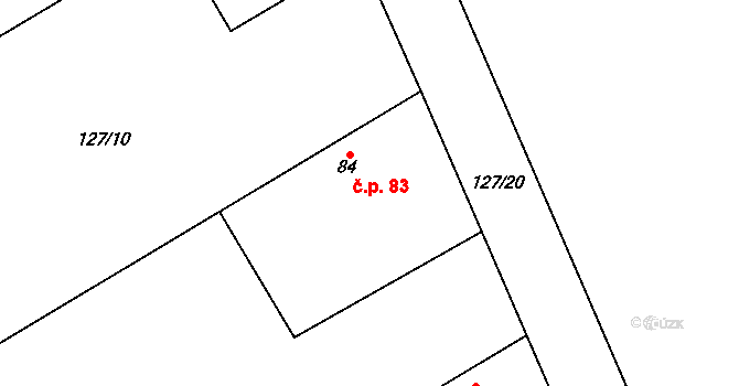 Červeněves 83, Smidary na parcele st. 84 v KÚ Červeněves, Katastrální mapa