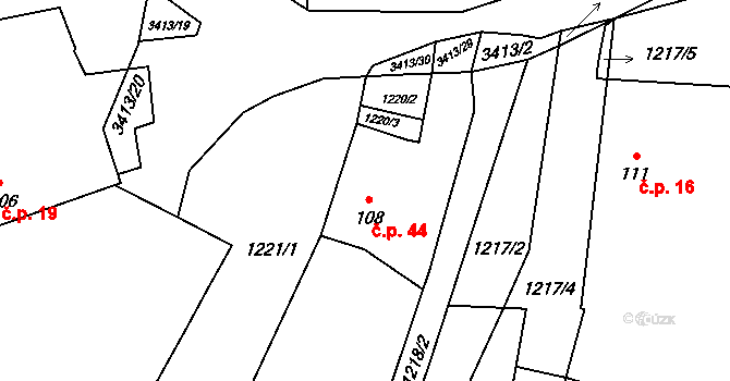 Smilovice 44, Žimutice na parcele st. 108 v KÚ Smilovice u Týna nad Vltavou, Katastrální mapa