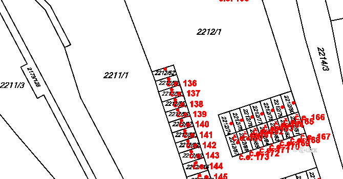 Klášterec nad Ohří 138 na parcele st. 2212/54 v KÚ Klášterec nad Ohří, Katastrální mapa
