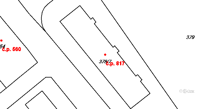 Pelhřimov 817 na parcele st. 378/7 v KÚ Pelhřimov, Katastrální mapa