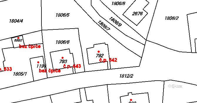 Česká Kamenice 642 na parcele st. 792 v KÚ Česká Kamenice, Katastrální mapa