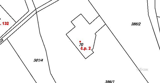 Dolní Nemojov 2, Nemojov na parcele st. 70 v KÚ Dolní Nemojov, Katastrální mapa