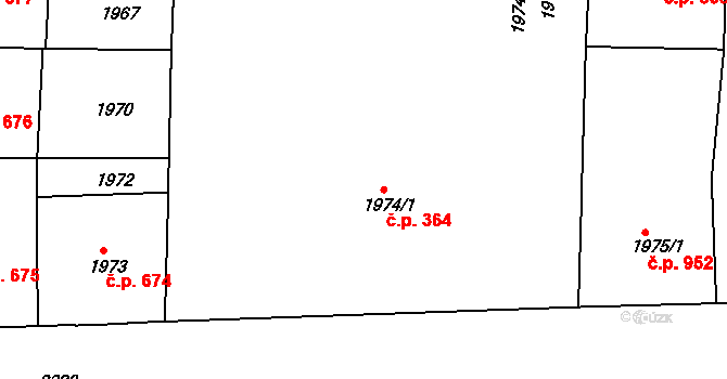 Holešovice 364, Praha na parcele st. 1974/1 v KÚ Holešovice, Katastrální mapa