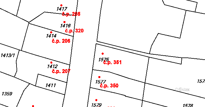 Sedlčany 351 na parcele st. 1575 v KÚ Sedlčany, Katastrální mapa