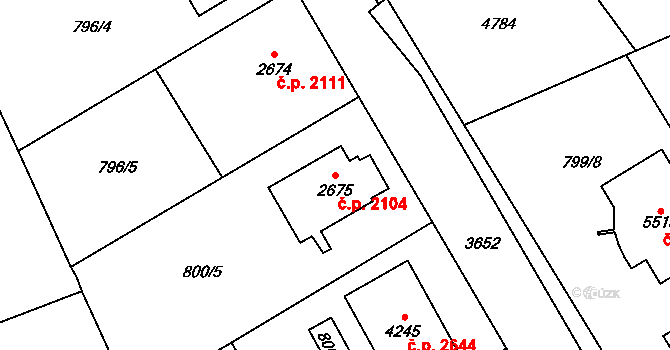 Dvůr Králové nad Labem 2104 na parcele st. 2675 v KÚ Dvůr Králové nad Labem, Katastrální mapa