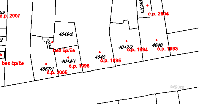 České Budějovice 3 1995, České Budějovice na parcele st. 4648 v KÚ České Budějovice 3, Katastrální mapa